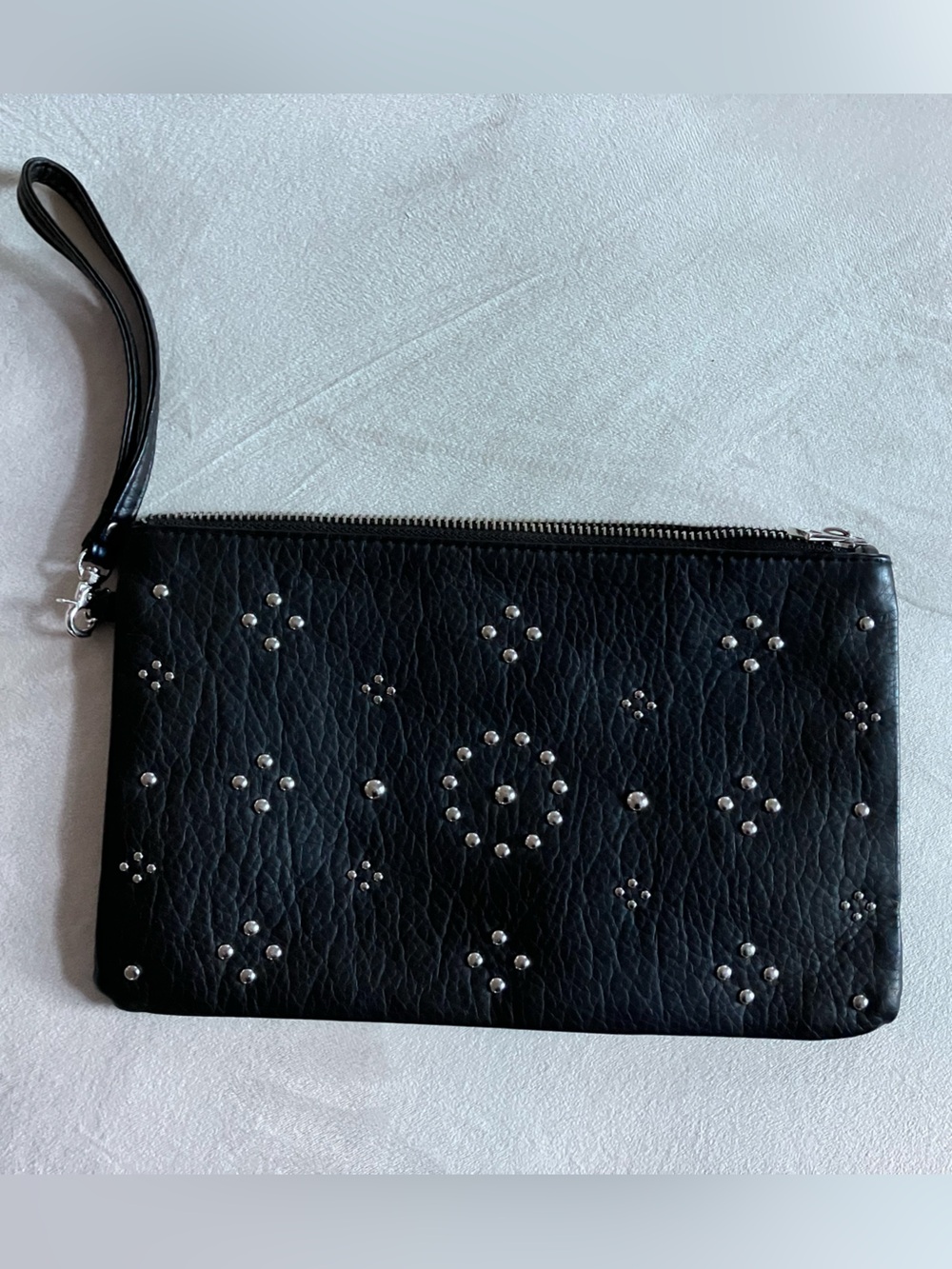Carlos Santana Faux Black Leather Studded Clutch